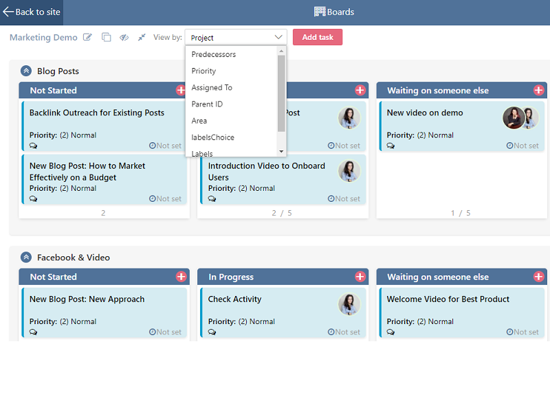 screenshot of Kanban Board